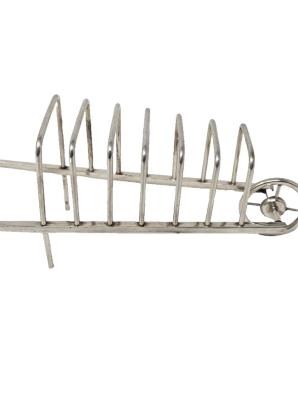 Nice Antique 1910 English Silverplate Toast Stand Caddy Rack Rolling Wheelbarrow